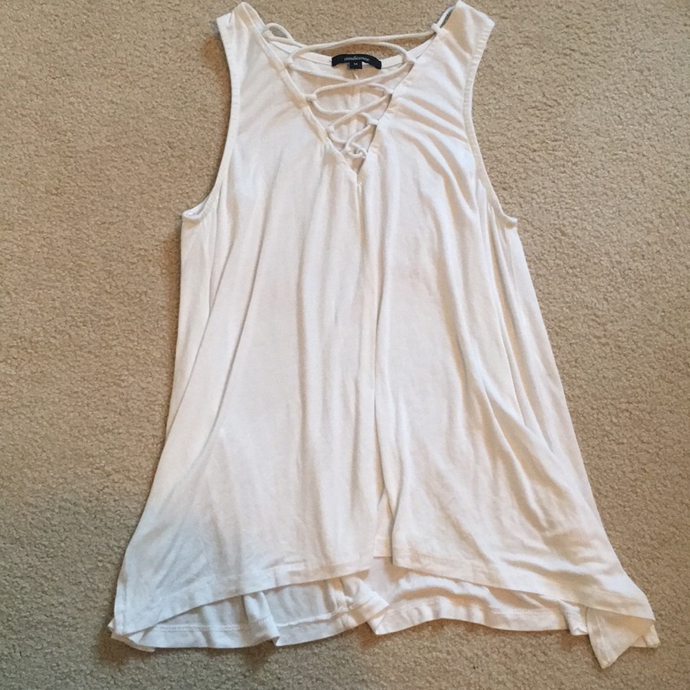 White Flowy Criss Cross Tank
